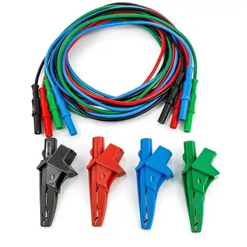 JUEGO 4 CABLES + 4 COCODRILOS KITGSC4 NEGRO/AZUL/VERDE/ROJO Precio Reducido