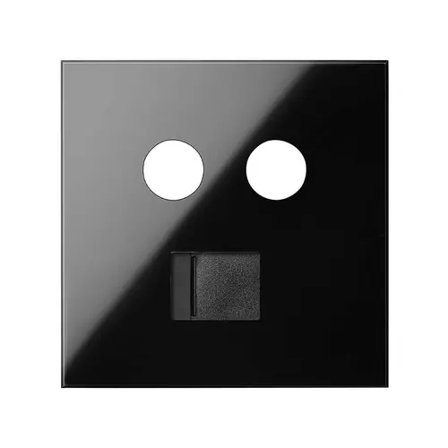 TAPA SIMON 100 CON 2 MÓDULOS PARA TOMA R-TV+SAT RJ45 NEGRO BRILLANTE Compra Ahora