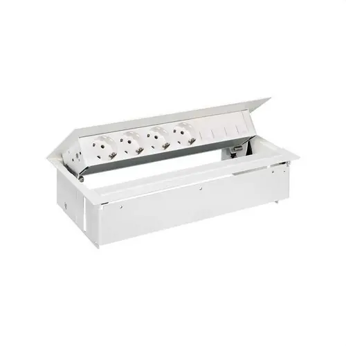 KIT DENTRO MESA CPLTO.SIMON 400 TAPA+ALETA metálica+4 BAS.ENCH.SCHUKO+PLACA 4 Novedad